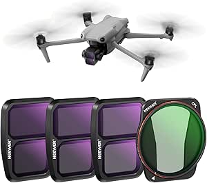 NEEWER Lot de 4 filtres ND et CPL compatibles avec DJI Air 3, ND16 ND32 ND64 CPL Polarizer Kit de filtres à densité Neutre,Fixation sécurisée/Verre Optique HD Multicouche/Cadre léger