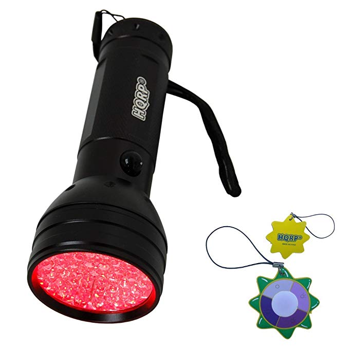 HQRP Portable Professional Deep Red LED Flashlight 51 LED with a Large Coverage Area For Observation/Ornithological Night watching and Spotlighting of the Nocturnal Animals plus UV Meter