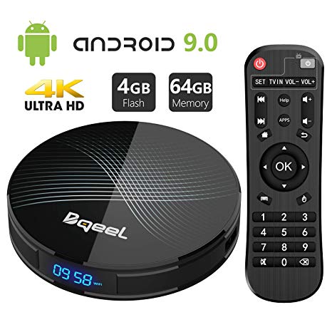 Android 9.0 TV Box 4GB RAM 64GB ROM, Bqeel U1 Pro Android Box RK3328 Quad-Core 64bit Dual-WiFi 2.4G/5.0G,3D Ultra HD 4K H.265 USB 3.0 BT 4.0 Smart TV Box[2019 Version]