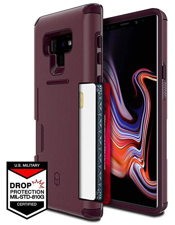 PATCHWORKS Galaxy Note 9 Wallet Case for Samsung Galaxy Note 9, Military Grade Certified✔️Anti-Slip✔️Dual Layer Protection✔️Impact Resistant✔️Up to 3 Cards Slot [Level Wallet Series], Wine Red