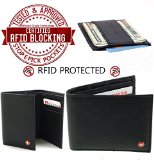 RFID Blocking Mens Leather Wallets - Stops Electronic Pick Pocketing Works Against Identity Theft and Credit Card Data Breach by Stopping RFID Scans