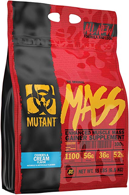 MUTANT MASS Weight Gainer Protein Powder with Whey, and Casein Protein Blend for High-Calorie Workout Shakes, Smoothies, and Drinks, 15 lb - Cookies & Cream