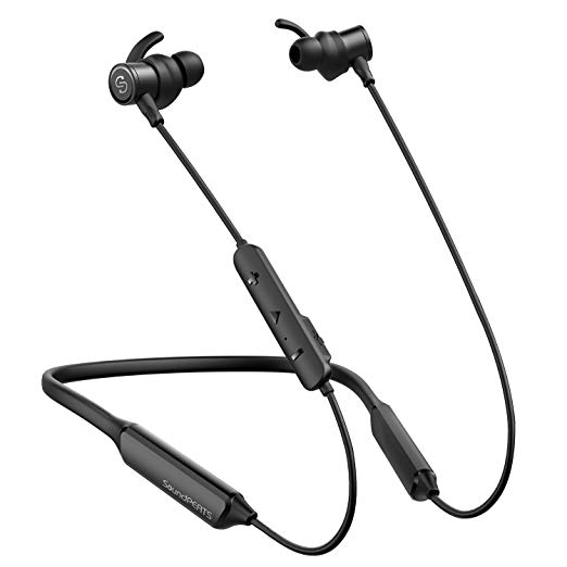 SoundPEATS Bluetooth Earphones with Dual Batteries, [20 hours Playtime] Magnetic Stereo Headphones In Ear Wireless Earbuds Neckband Sports Headset with IPX5, Bluetooth 4.1,Built-in Mic,CVC 6.0(Black)