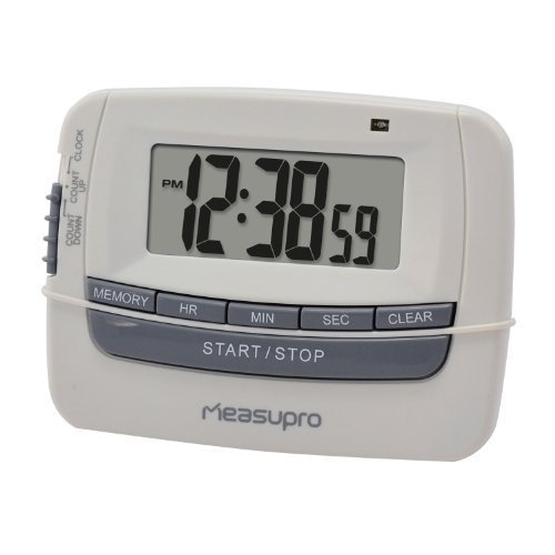 MeasuPro Digital Clock Timer and Stopwatch with Three Alert Type Settings - Buzz Beep and LED