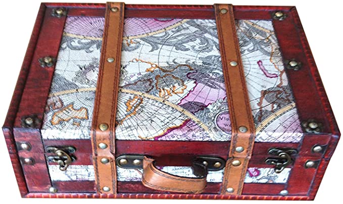 Replica vintage-style World Map Decorative wooden suitcase (HF 004B)