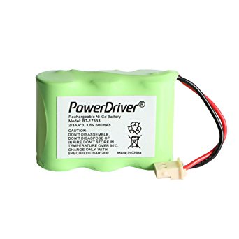 PowerDriver 3.6v 600mAh Cordless Home Phone Battery for Vtech BT-17333 BT17333 BT-27333 BT27333 BT-17233 BT17233 BT-163345 BT-263345 BT163345 BT263345 CS2111 AT&T 01839 24112 4128 89-1332-00-00 89-1338-00-00 EL41108 EL41208 Southwestern Bell 31175