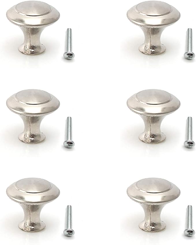 Drawer Knobs,6-Pack, Silver Knobs for Cabinets 0.9-Inch Dia. Zinc Alloy Round Cabinet Knobs