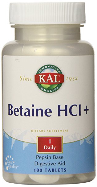 KAL Betaine HCL Tablets, 250 mg, 100 Count