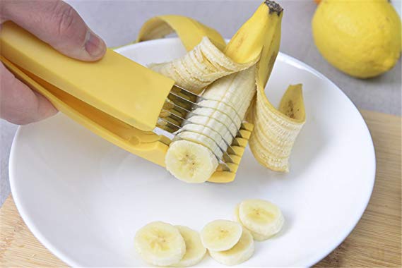Libloop Banana Slicer For Kitchen Tools Fruit Slicer - One Squeeze 6 Perfect Slices - for Bananas, Cucumbers, Kiwi, and sausages