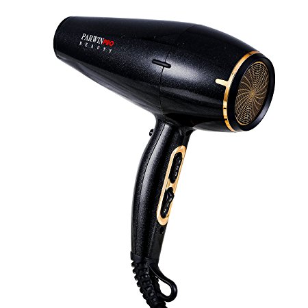 PARWIN PRO 1875W Super Negative Ion 2 Speed 3 Heat Settings Ionic Hair Dryer with DC Motor Piano Painting Blow Dryer, Black
