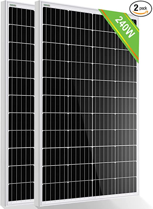 ECO-WORTHY 240Watts Solar Panels (2pcs 12V 120Watt) High Efficiency Monocrystalline Solar Panel Generates 1.0KWH/Day for RV Shed Motorhome Campervan Boat