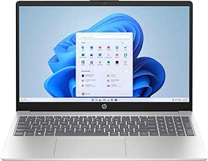 HP 15.6 Full HD Laptop, AMD Ryzen 5 7520U, 16GB RAM, 256GB SSD, Windows 11 Home, Natural Silver