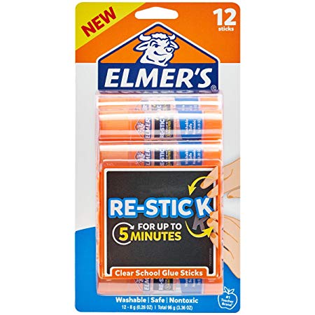 Elmer’s Re-Stick School Glue Sticks, 0.28-Ounces, 12 Count