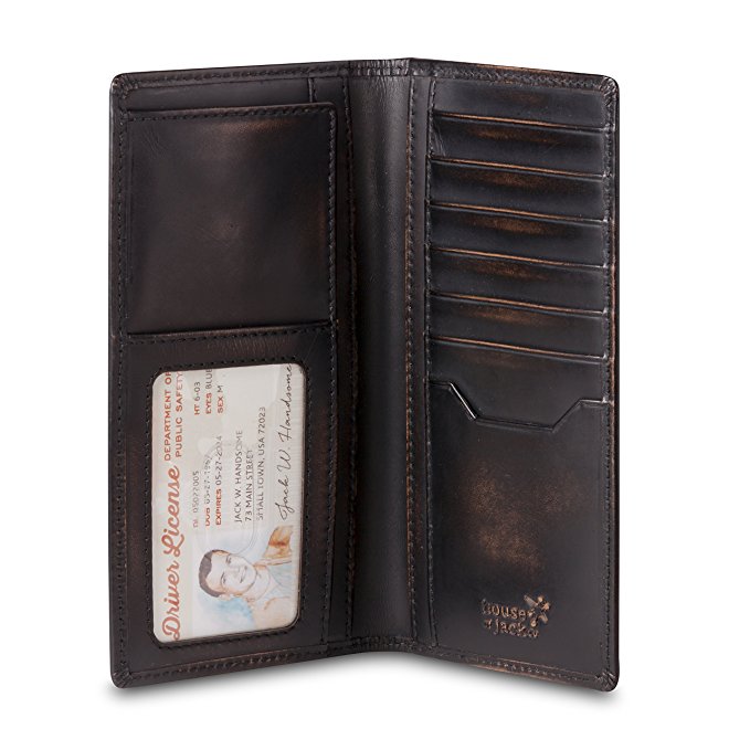 HOJ Co. Men's TALL WALLET-Full Grain Leather-LONG WALLET-Hand Burnished Finish-Mens Leather Wallet