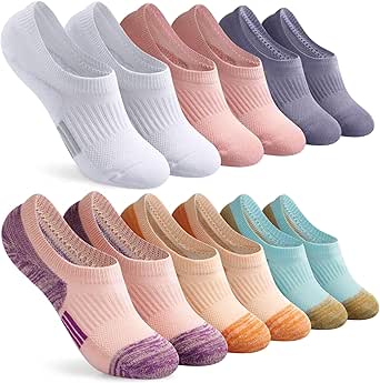 FAYBOX No Show Socks Womens Cushioned Low Cut Invisible Footies for Running Athletic Gym Ankle Socks 6 Pairs