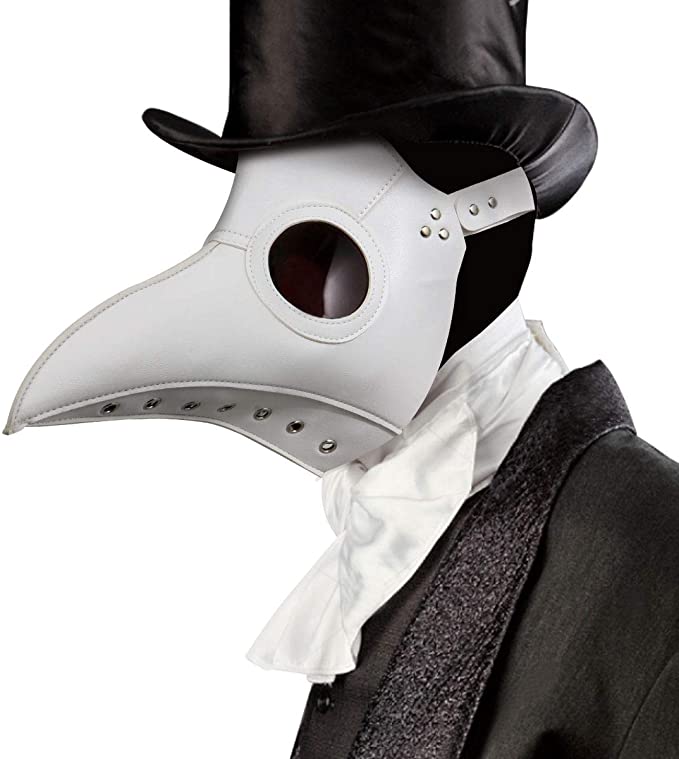 Plague Doctor Costume Mask Faux PU Leather Bird Beak Steampunk Halloween Cosplay Party Props