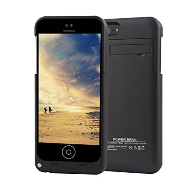 Victever 2200 mAh Battery Case for iPhone 5 Rechargeable External Battery Protective Juice Pack Portable Cover with Stand, Black