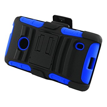Eagle Cell PRNK521SPSTHLBLBK Hybrid Rugged TUFFSUIT with Kickstand for Nokia Lumia 521 - Retail Packaging - Blue/Black