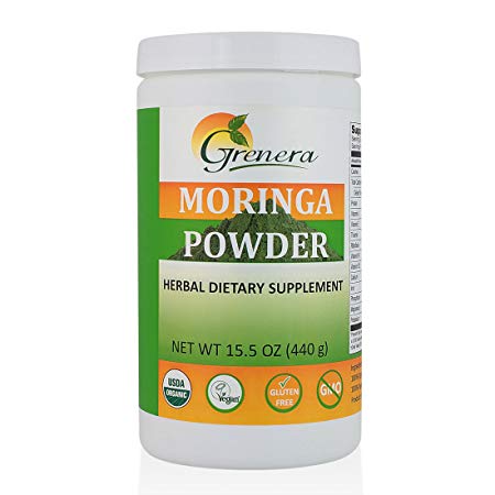 Grenera Organic Moringa Leaf Powder 15.5 Ounce- USDA Organic, Vegan, Kosher Certified
