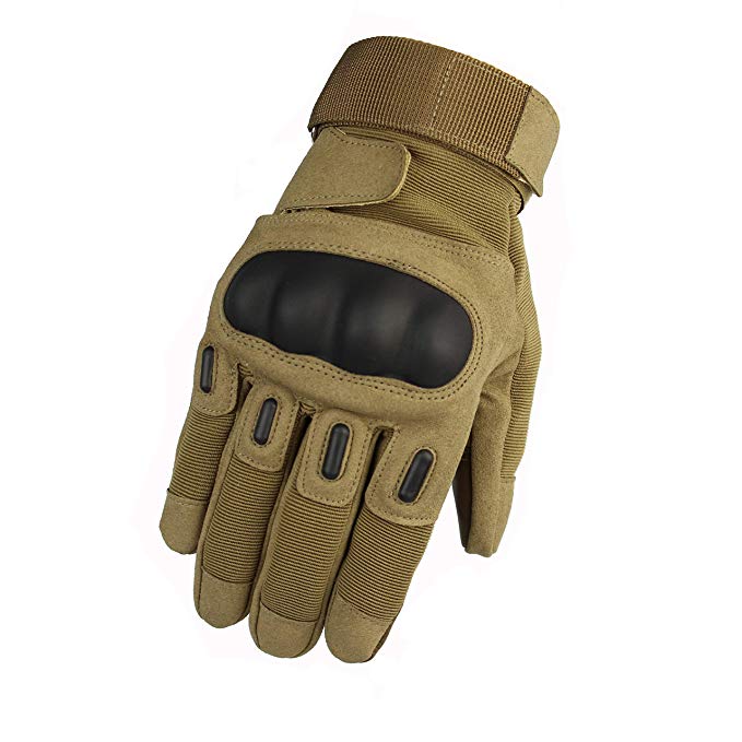 Fuyuanda Tactical Gloves, Men`s Full Finger Gloves Hard Knuckle Protective Gear Gloves for Motorcycle Shooting Riding Cycling Biking Paintball Racing
