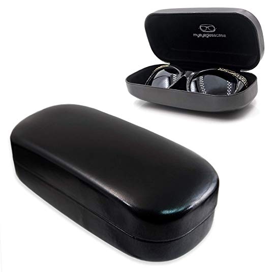 MyEyeglassCase Hard Sunglasses Cases for Large to oversized frames with cleaning cloth