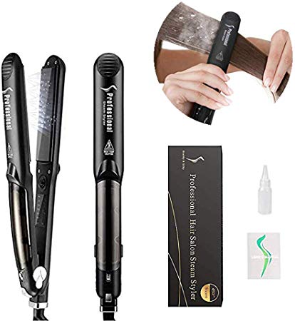 2 IN 1 Hair Straightener and Curler, NEVERLAND Professional Atomized Steam & Adjustable Temperature for Hair Styling