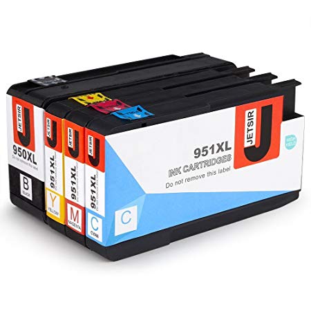 JetSir 4-Pack Compatible Replacement for HP 950XL 951XL Ink Cartridges, Use on HP Officejet Pro 8600 8610 8620 8630 8100 8640 8660 8615 8625 251dw 271dw 276dw Printer