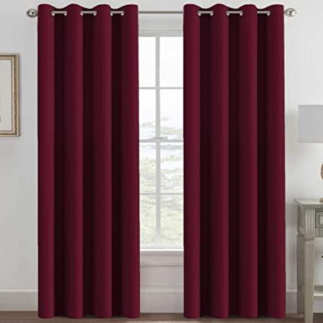 H.VERSAILTEX Blackout Curtains for Bedroom 84 Inches Length, Thermal Insulated Blackout Window Curtains for Living Room, Christmas Deals Curtain Panels, Antique Grommet - Burgundy Red, One Panel