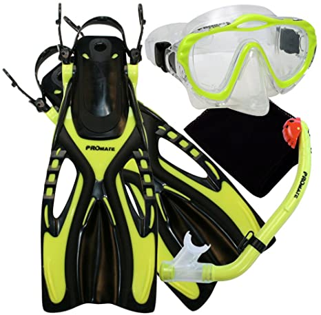 Promate Junior Snorkeling Scuba Diving Mask Dry Snorkel Fins Set for Kids/ SCS0040