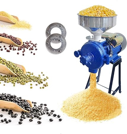 Eachbid Dry Grinder 110V 3000W Electric Grain Mill Corn Grinder, Commercial Feed Wheat Mill Dry Grinder, Heavy Duty Milling Machine Flour Mill Cereals Grinder Rice Corn Grain Coffee Wheat with Funnel