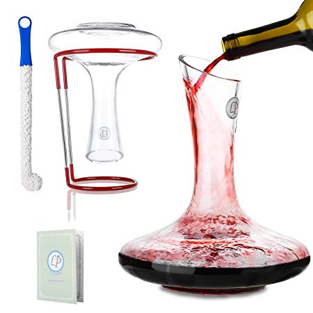 Lovinpro Wine Decanter 100% Hand Blown Lead Free Crystal Glass ，Wine Decanters Set With Cleaning Brush & Drying Stand Red Wine Carafe,Wine Gifts ，Wine Accessories Perfect for Aerating / Decanting