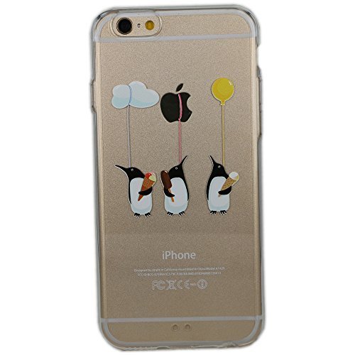 iPhone 6/6S Case, SwiftBox Cute Cartoon Case for iPhone 6S 6 with Tempered Glass Screen Protector (Penguin and Balloon)