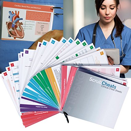 ScrubCheats 50 Laminated Nursing Reference Cards (4X6 Fits in Scrub Pocket) (MedSurg, Critical Care, Pharmacology, OB/Peds, Respiratory, Cardiac) WATERPROOF, SPLASHPROOF, HOSPITAL PROOF