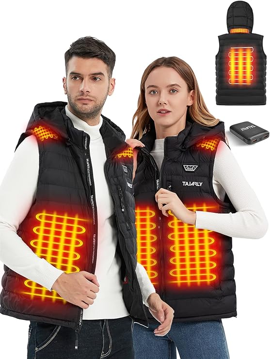 TAJARLY Heated Vest for Men Women,Heated Gilet with QC 3.0 14400mAH Battery,3 Heating Setting Heated Jacket with usb Electric Thermal Body Warmer for Outdoor Camping Hiking Hunting