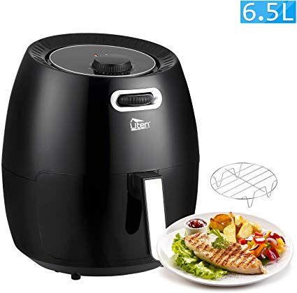 Air Fryer, Uten Power Air Fryer with Rapid Air Circulation System Adjustable Temperature and 30 Minute Timer for Healthy Oil Free & Low Fat Cooking 6.5L Family Sized 1900W