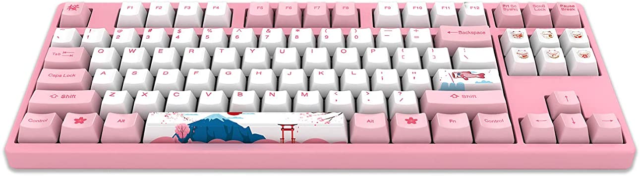 Akko World Tour Tokyo 87-Key TKL R1 Wired Gaming Mechanical Keyboard, Programmable with OEM Profiled PBT Dye-Sub Keycaps and N-Key Rollover (Akko 2nd Gen Pink Linear Switch)