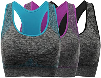 TOBWIZU Sports Bras for Women, Medium Support Yoga Gym Activewear Bras with Pocket