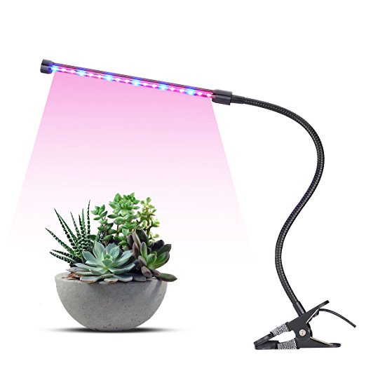 Acetek 18 LED Grow Light 10W Clip Desk Lamp with 360 degree Flexible Gooseneck Light Adjustable 2 Level Dimmable for indoor plants Office Greenhouse Hydroponic Grow Tent Organic Organizer