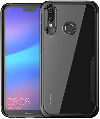 KumWum Shockproof Case for Huawei P20 Lite Transparent Cover Heavy Duty Protection, Black