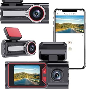 Dash Cam with HD 1080P Front and Inside for Cars - 2-inch IPS Car Driving Recorder 170° Ultra Wide-Angle with Night Vision,G Sensor,Loop Recording,Data Storage,Easy Installation