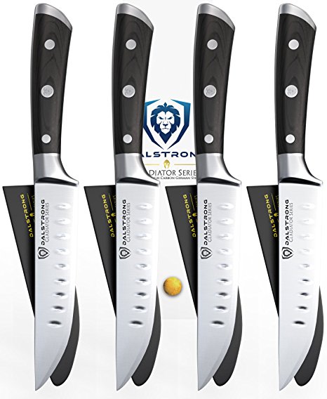 DALSTRONG Steak Knives Set - Gladiator Series - Straight Edge - German HC Steel - w/Sheaths