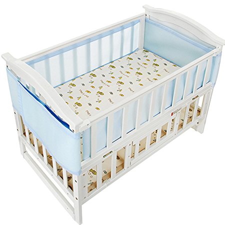 Kris&Ken Baby's Breathable Mesh Crib Liner, Bumper, Blue