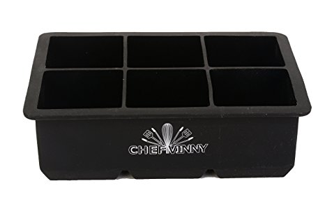 Chef Vinny Classic King Size Ice Cube Tray (6 Cube, Black)