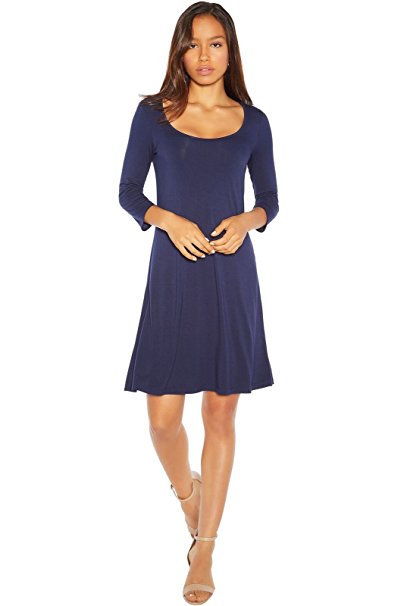 Rohb by Joyce Azria Saba 2 in 1 Reversible from Front to Back Above The Knee ¾ Sleeve Swing Dress