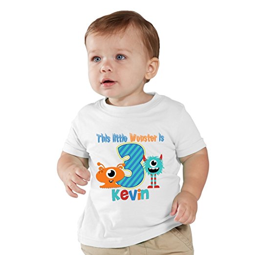 NanyCrafts Children's This Little Monster Birthday Boy PERSONALIZED Kids Shirts