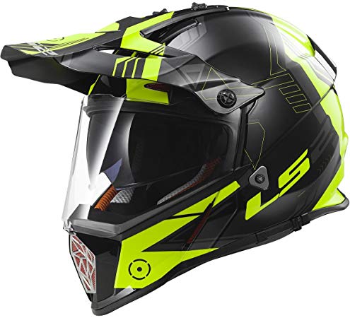 LS2 Helmets Pioneer Trigger Adventure Off Road Motorcycle Helmet with Sunshield (Yellow, Large)