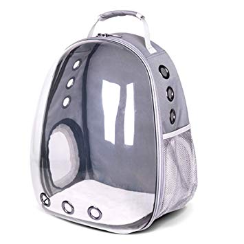 Ruzida Space Backpack Carrier Bag for Pet Cat Puppy Breathable Transparent Capsule Travel Waterproof (Grey)