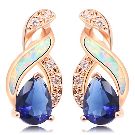 HERMOSA Classic Fashion Opal Sapphire Mystic Topaz White Topaz 925 Sterling Silver Earrings ESB2314