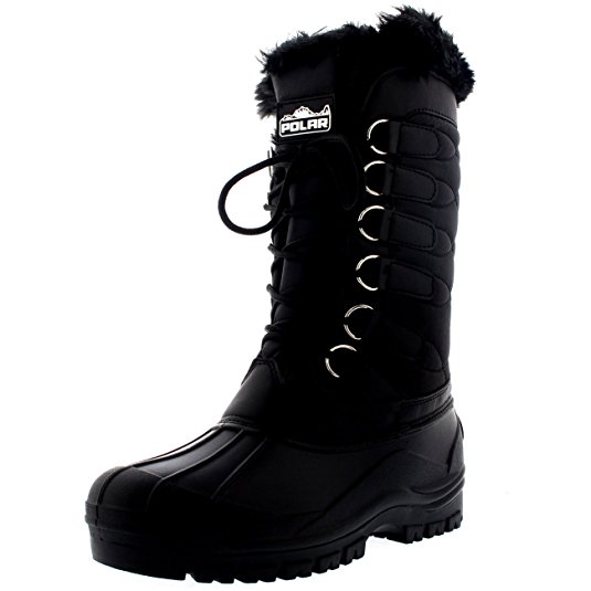 Womens Nylon Cold Weather Outdoor Snow Duck Winter Rain Lace Boot