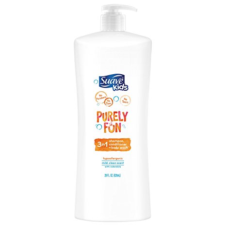 Suave Kids 3-in-1 Shampoo, Conditioner and Body Wash, Purely Fun, 28 Ounce